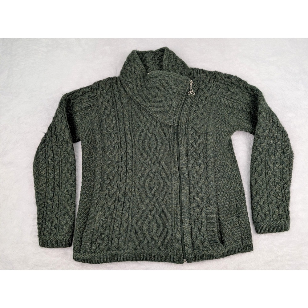 Elegant Olive Cable Knit Cardigan